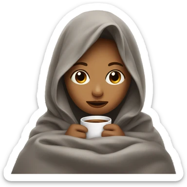 girl inside a blanket sipping coffee eyes closed sticker