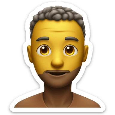 A yellow relaxed emoji face with reddish eyes. And with mesh dust clouds around him sticker