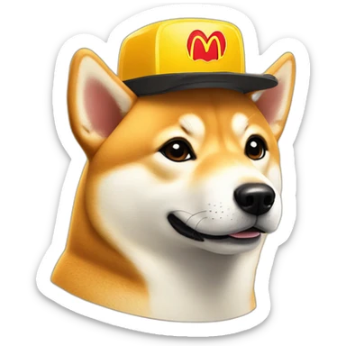 Shiba Inu with a mcdonalds hat sticker