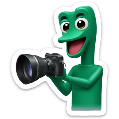 Gumby holding camera sticker