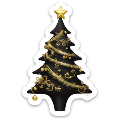 black christmas tree with gold ornaments  sticker
