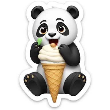 Panda eating ice cream sticker