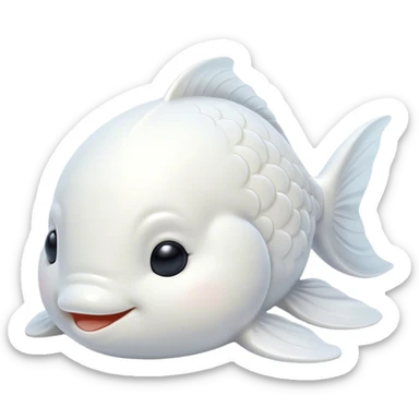 Meme-Worthy Cute Sleeping White Goldfish Portrait Emoji, Head resting peacefully with a contented smile, showcasing a streamlined, graceful body and a luxuriously soft pure white hue, eyes closed in a serene, floating nap, Simplified yet hilariously adorable features, highly detailed, glowing with a soft, drowsy light, high shine, relaxed and utterly lovable, stylized with an air of playful laziness, bright and heartwarming, soft glowing outline, capturing the essence of a comically sleepy goldfish, so meme-worthy it feels like it could instantly become the next viral sensation of adorable slumber! sticker