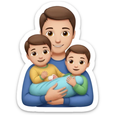 "Man with short brown hair and fair skin, without a mustache, holding a one baby, smiling." sticker