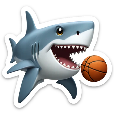 Shark playing basketball sticker