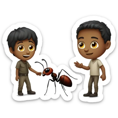 Ant with human boy sticker