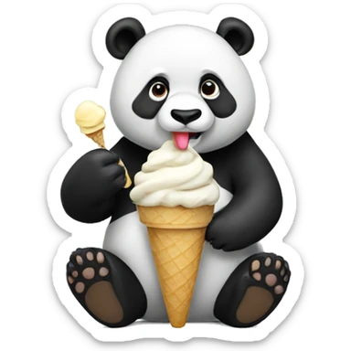 Panda eating ice cream sticker