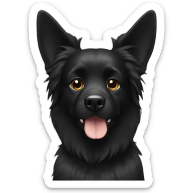 black dog with big up ears and long fur sticker