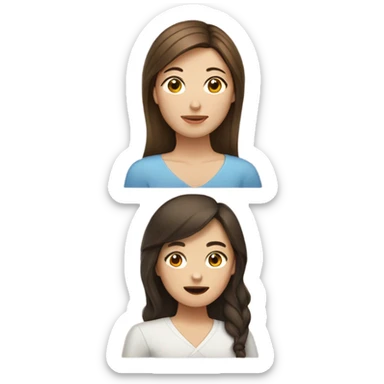 1 brunette Chinese woman with long hair, 1 Armenian woman with brown hair, 1 white woman with brown hair  sticker
