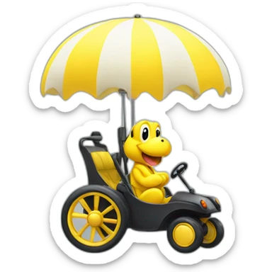 Yellow yoshi driving a buggy sticker