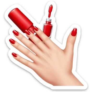 hand with painted nails and nail polish bottle sticker