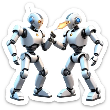 robotic fight between two futuristic robots  sticker