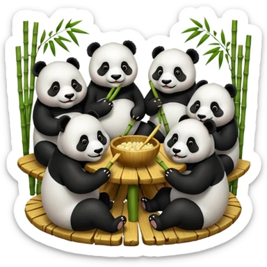 famille panda à table sticker