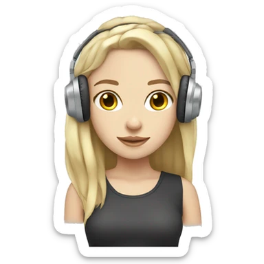 brunette girl with white skin and headphones, blonde girl with white skin and headphones   sticker