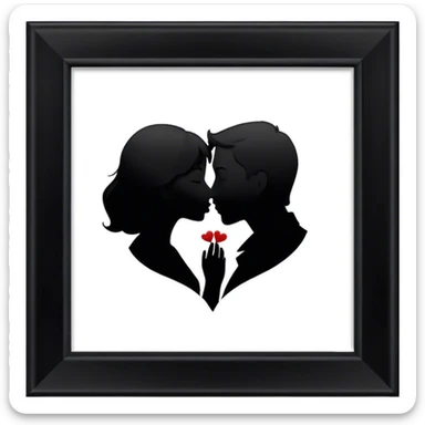 Netflix on a silhouette background of a couple kissing. sticker