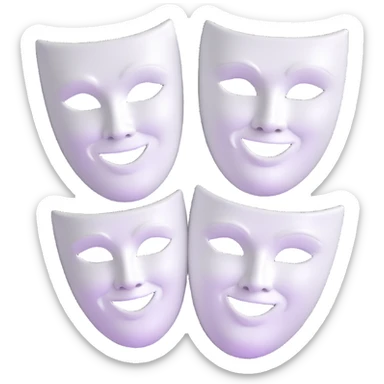 ancient Greek theater masks, classical comedy and tragedy faces, white dramatic theater masks sticker