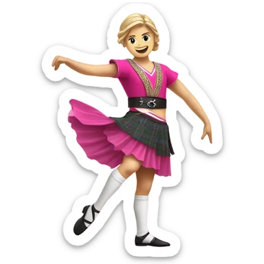 highland dancer in pink sticker