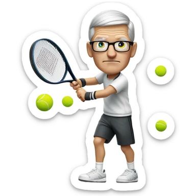 Tim Cook playing tennis sticker