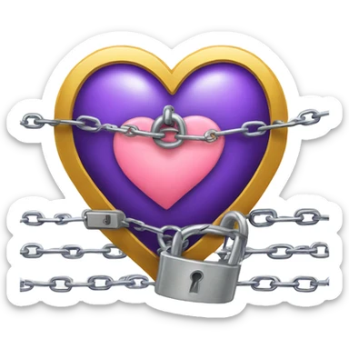 a heart, with a chain and padlock wrapped around sticker