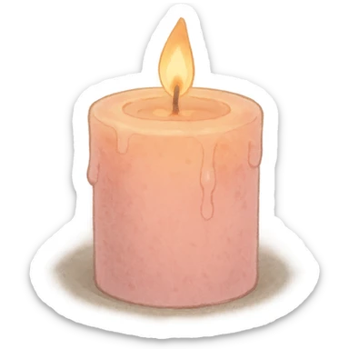 pink pastel candle with soft aesthetic and gentle lighting in ghibli style sticker