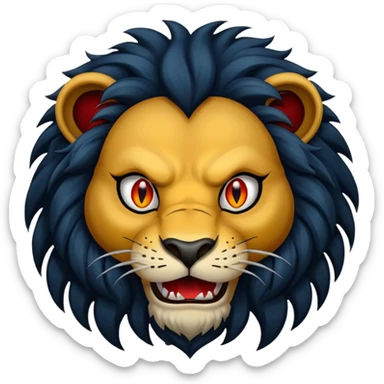 evil lion with a sinister grin sticker