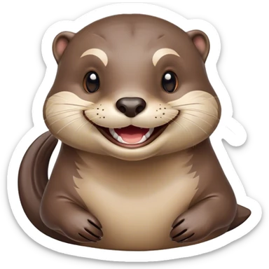 Freudig / Glücklich 😊 – Der Otter lacht fröhlich mit einem breiten Grinsen. sticker