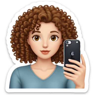 woman taking a selfie, curly hair sticker