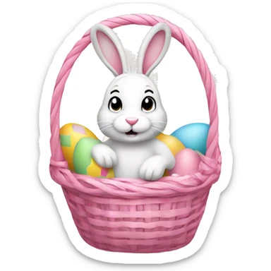 easter bunny with egg light pink basket sticker