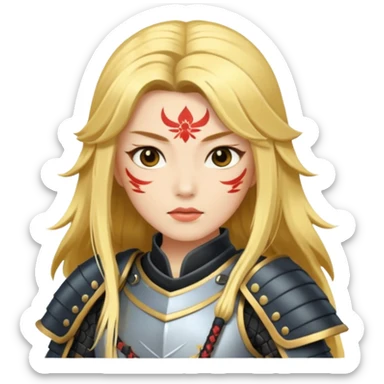 Lady samurai with long golden hair and white skin sticker