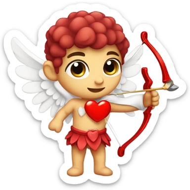 cupid cute with a bow with heart red sticker