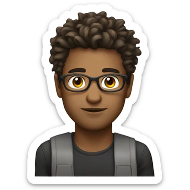 Software Engineer, Brunnete, Messy Hair, Hazel Eyes, AI sticker