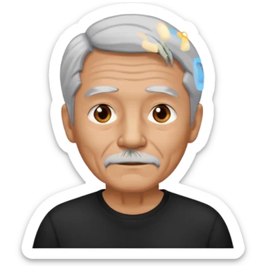 old man wear black t-shirt sticker