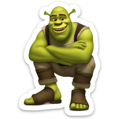 shrek kissing his feet sticker