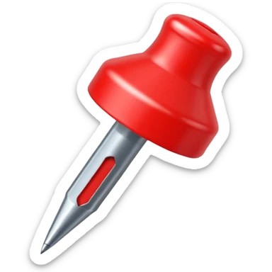red pushpin with sharp metal tip sticker