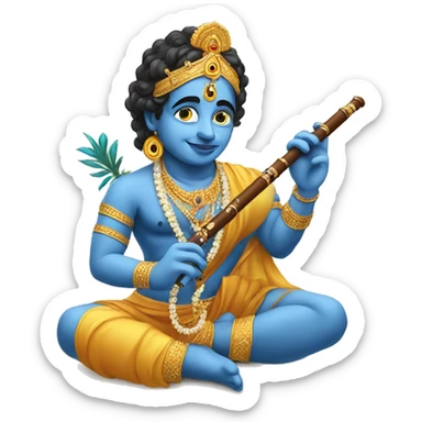 Lord Krishna with laptop and flute sticker