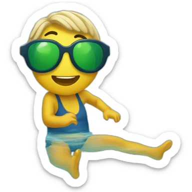 Una Rana en una  piscina nadando sticker