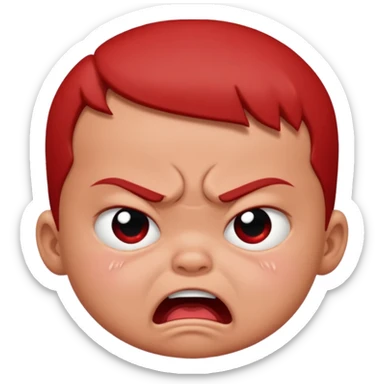 a baby all red red angry face  sticker
