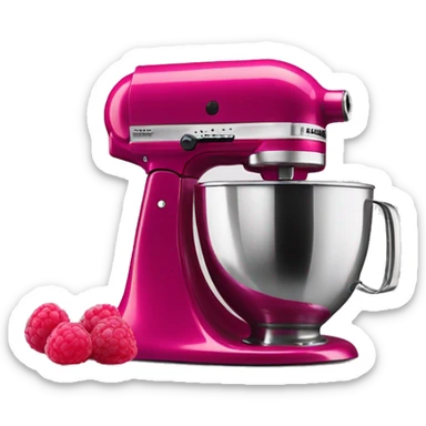 Realistic raspberry color kitchenaid mixer isolated. sticker