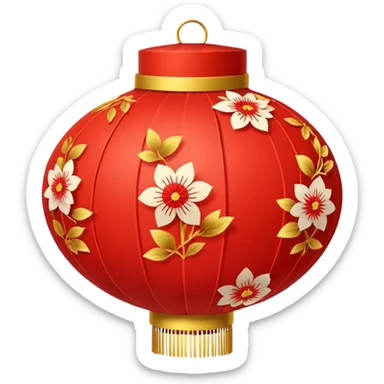 cute chinese red lantern with floral decoratons sticker