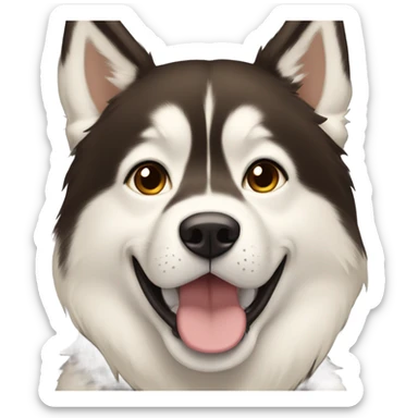 A girl Dark brown  hair next to a light dorée  Husky sticker