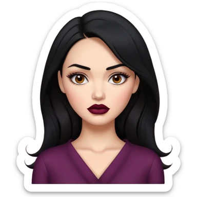 “Emoji girl, femme fatale, black hair. megan fox vibes sticker