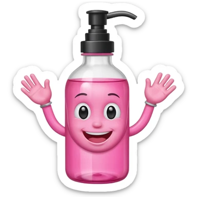 Smiling freaky baby oil bottle pink sticker