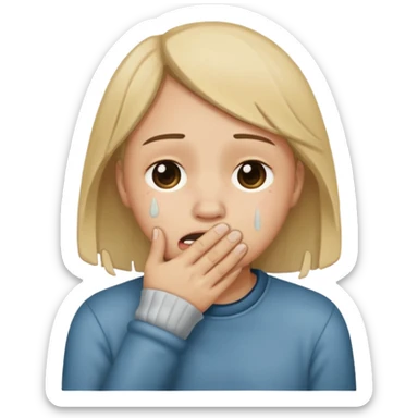 Crying closed hand over mouth  sticker