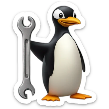 The penguin whit a wrench sticker