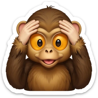 I want duck 🦆 emoji and monkey 🐒 emoji mashed together making a monkeyduck covering his eyes see no evil sticker