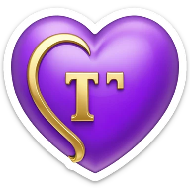The golden Letter “t” gilded inside a Purple Heart sticker