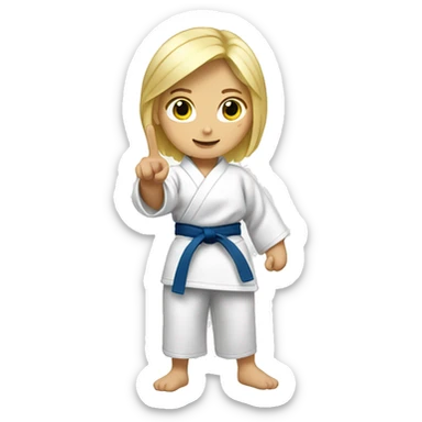 blond judo girl pointing finger sticker