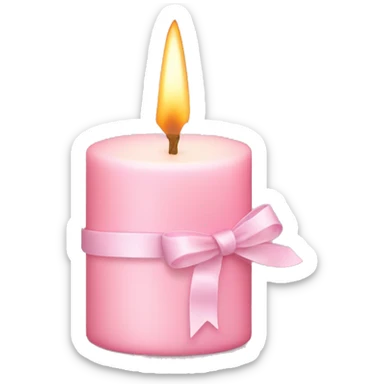 pastel pink christmas candle, with light pink ribbon sticker