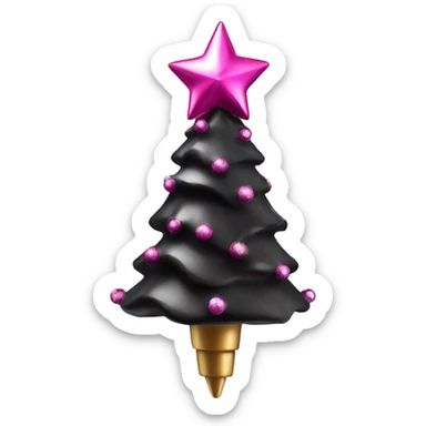 Realistic isolated black and pink metallic christmas tree topper. sticker