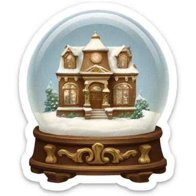 vintage brown rococo snow globe sticker